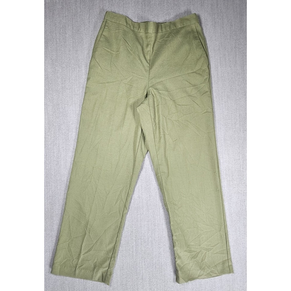 Alfred Dunner Dress Pants Womens 12 Green High Rise Straight Leg